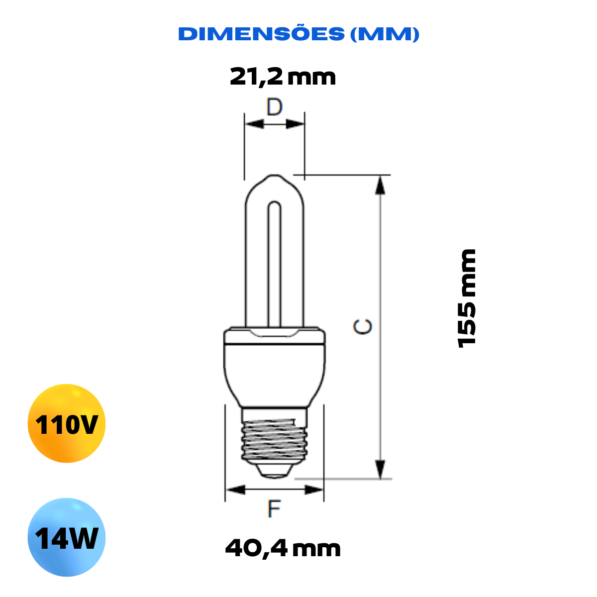 Kit 6 Lâmpadas EcoHome Stick 14w Philips Branco Frio 110v