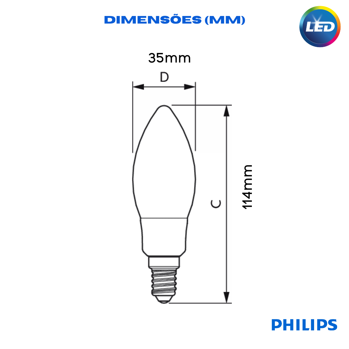 Kit De 10 Lâmpadas Led 2.7w Vela Philips Âmbar Bocal E14 E27